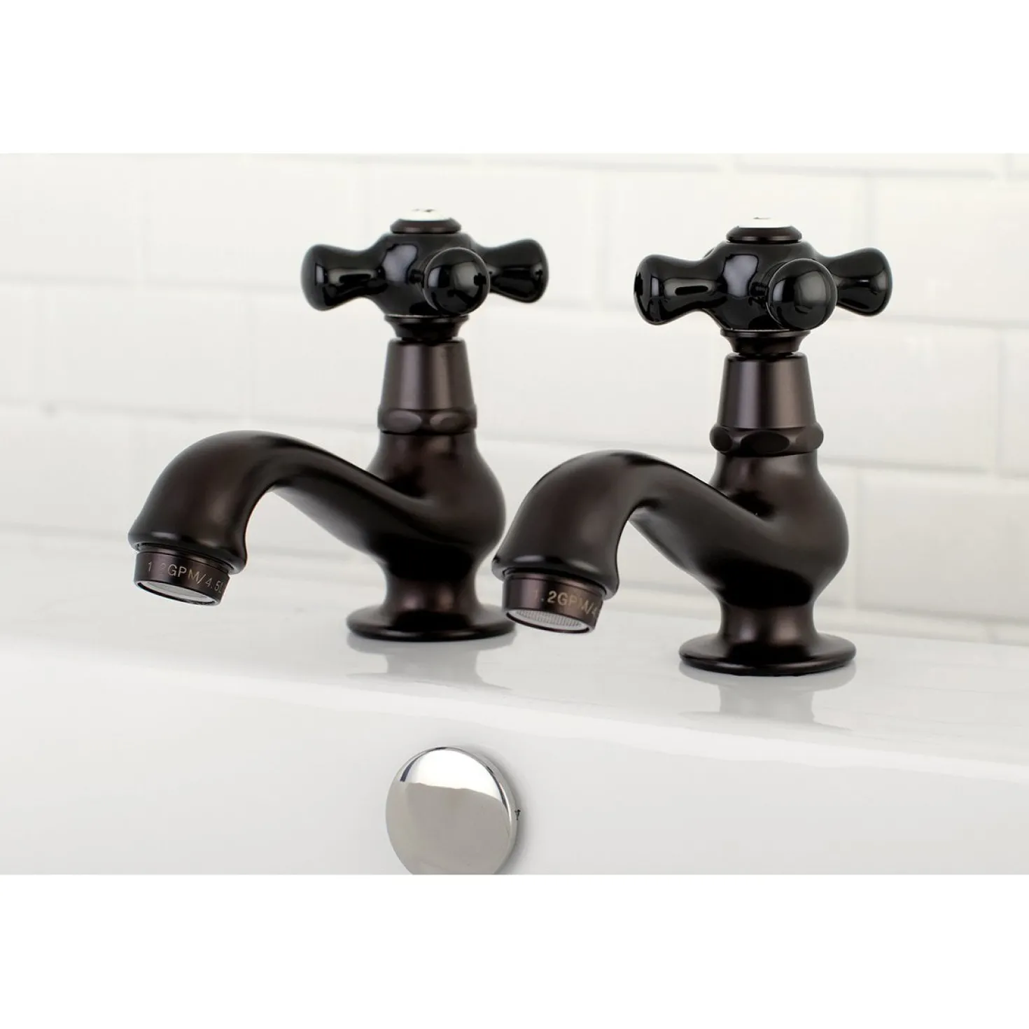 Kingston Brass Duchess Deck Mount Basin Tap Faucet with Cross Handle
