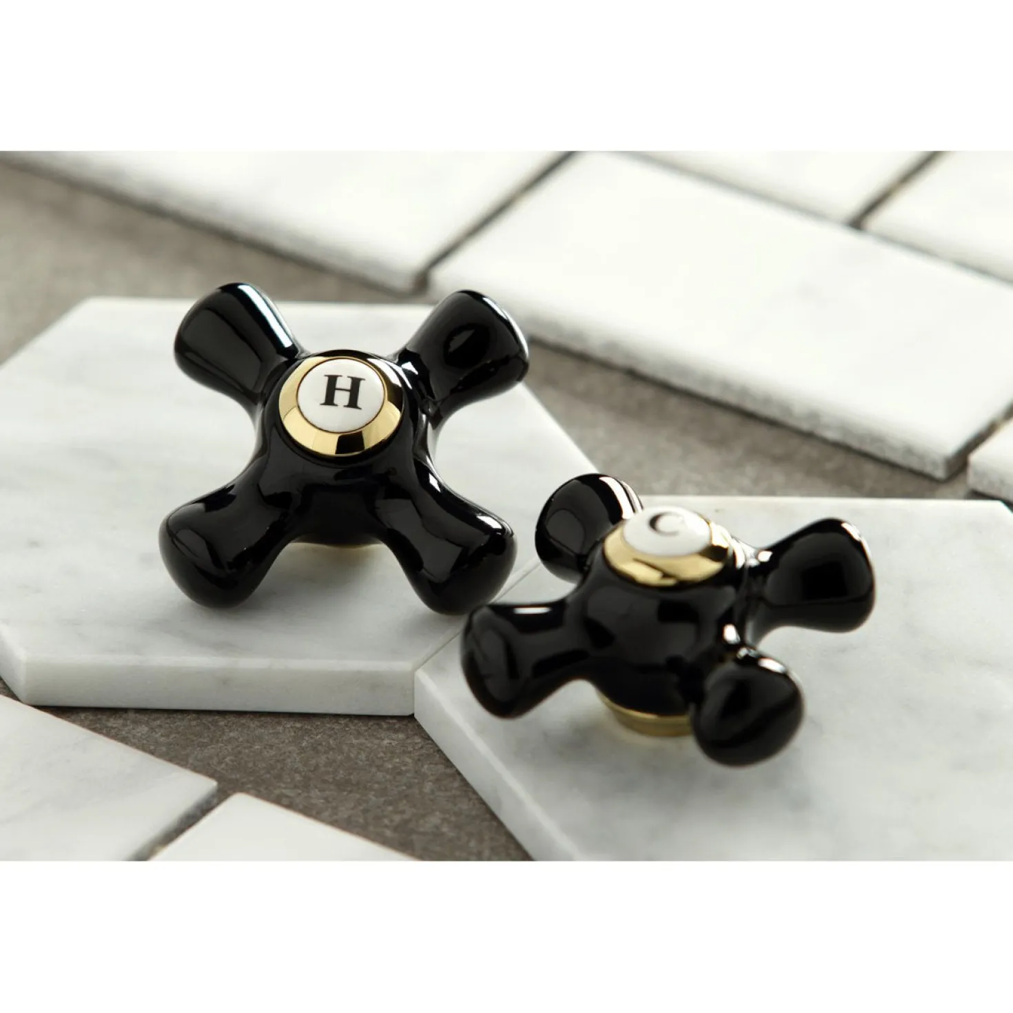Kingston Brass Duchess Deck Mount Basin Tap Faucet with Cross Handle