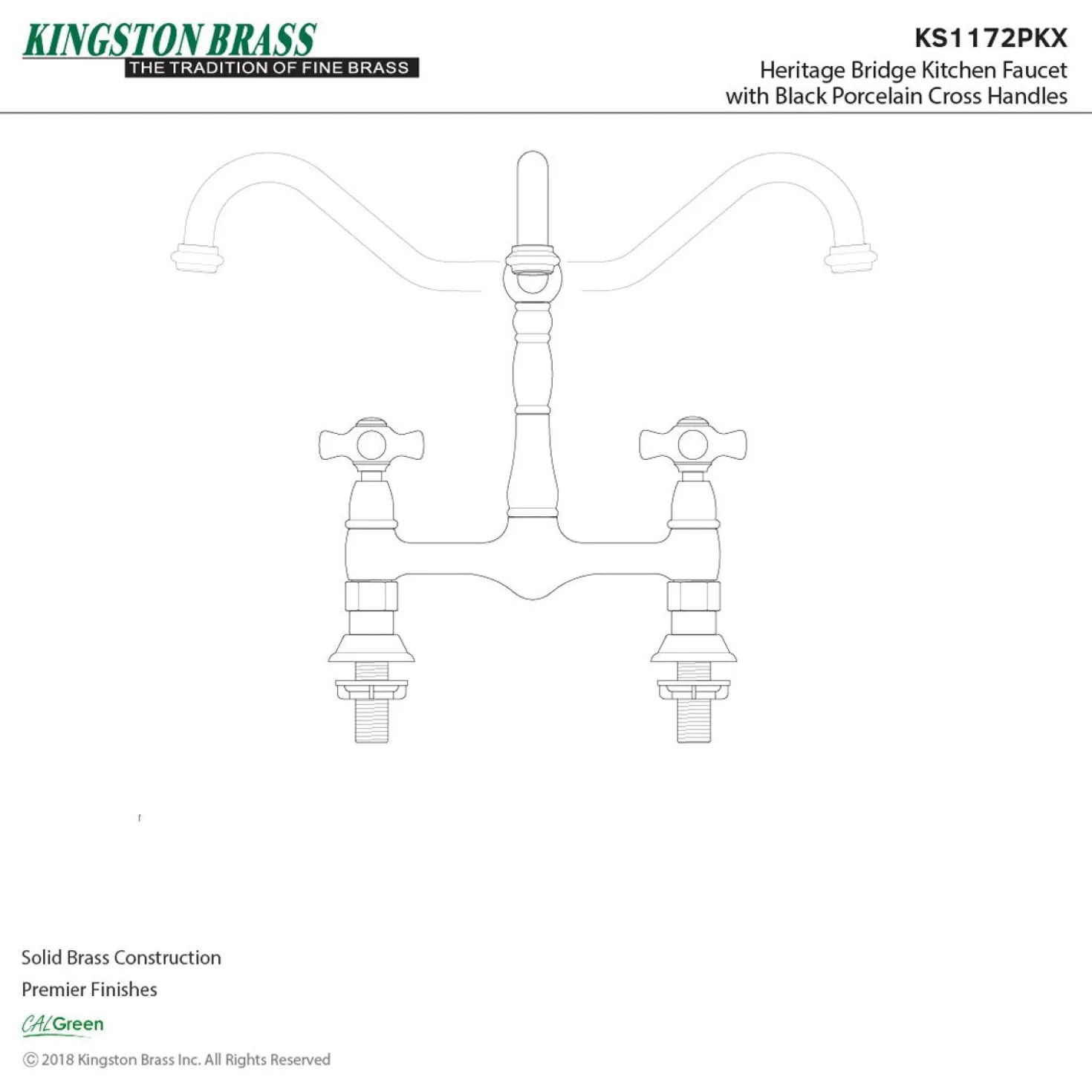Kingston Brass Duchess 2-Hole 8" Centerset Kitchen Faucet Less Sprayer