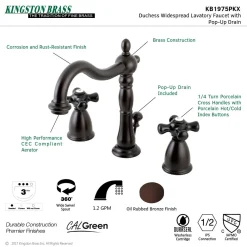 Kingston Brass Duchess 3-Hole 8-Inch Widespread Bathroom Faucet