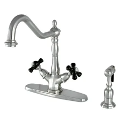 Kingston Brass Duchess 8-Inch Centerset Deck Mount Kitchen Faucet with Brass Sprayer