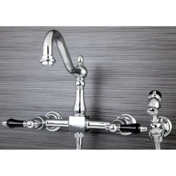 Kingston Brass Duchess 8-Inch Centerset Wall Mount Kitchen Faucet with Brass Sprayer