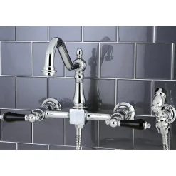 Kingston Brass Duchess 8-Inch Centerset Wall Mount Kitchen Faucet with Brass Sprayer