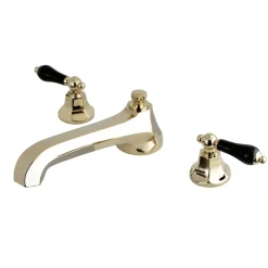 Kingston Brass Duchess Roman Tub Filler with Black Porcelain Lever Handle
