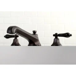 Kingston Brass Duchess Roman Tub Filler with Black Porcelain Lever Handle