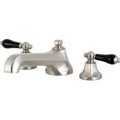 Kingston Brass Duchess Roman Tub Filler with Black Porcelain Lever Handle