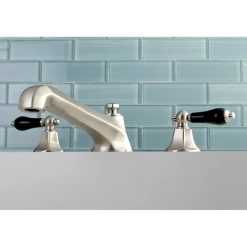 Kingston Brass Duchess Roman Tub Filler with Black Porcelain Lever Handle