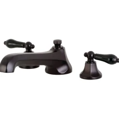 Kingston Brass Duchess Roman Tub Filler with Black Porcelain Lever Handle