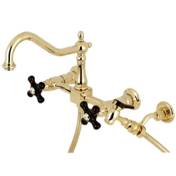Kingston Brass Duchess Wall Mount 8-Inch Centerset Kitchen Faucet with Brass Sprayer