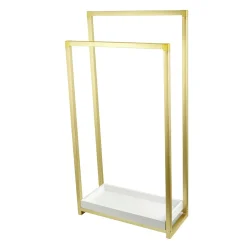 Kingston Brass Edenscape Pedestal 2-Tier Steel Construction Towel Rack with Wooden Case