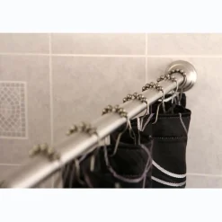 Kingston Brass Edenscape Straight Shower Curtain Rod with Shower Curtain Rings