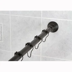 Kingston Brass Edenscape Straight Shower Curtain Rod with Shower Curtain Rings