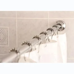 Kingston Brass Edenscape Straight Shower Curtain Rod with Shower Curtain Rings