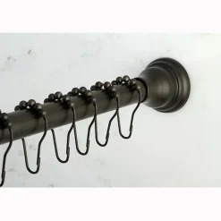 Kingston Brass Edenscape Straight Shower Curtain Rod with Shower Curtain Rings