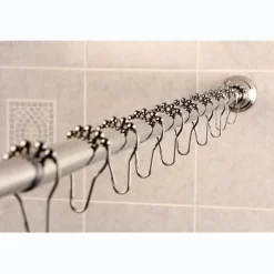 Kingston Brass Edenscape Straight Shower Curtain Rod with Shower Curtain Rings