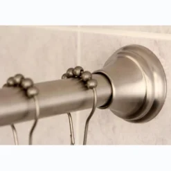 Kingston Brass Edenscape Straight Shower Curtain Rod with Shower Curtain Rings