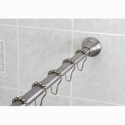 Kingston Brass Edenscape Straight Shower Curtain Rod with Shower Curtain Rings