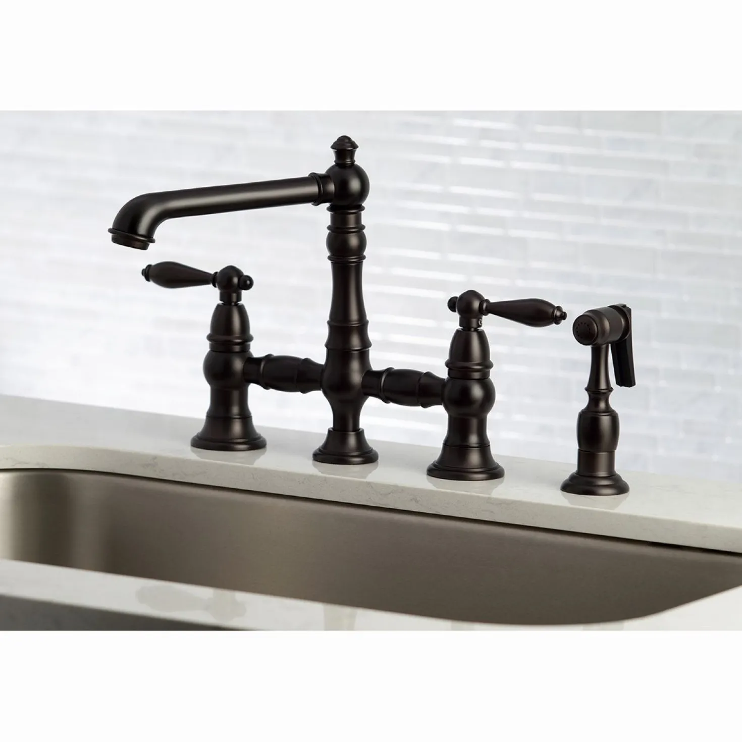 Kingston Brass English Country Kitchen Faucet with Side Sprayer