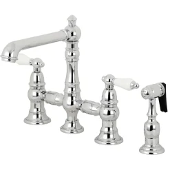 Kingston Brass English Country 4-Hole 8" Bridge Kitchen Faucet with Sprayer