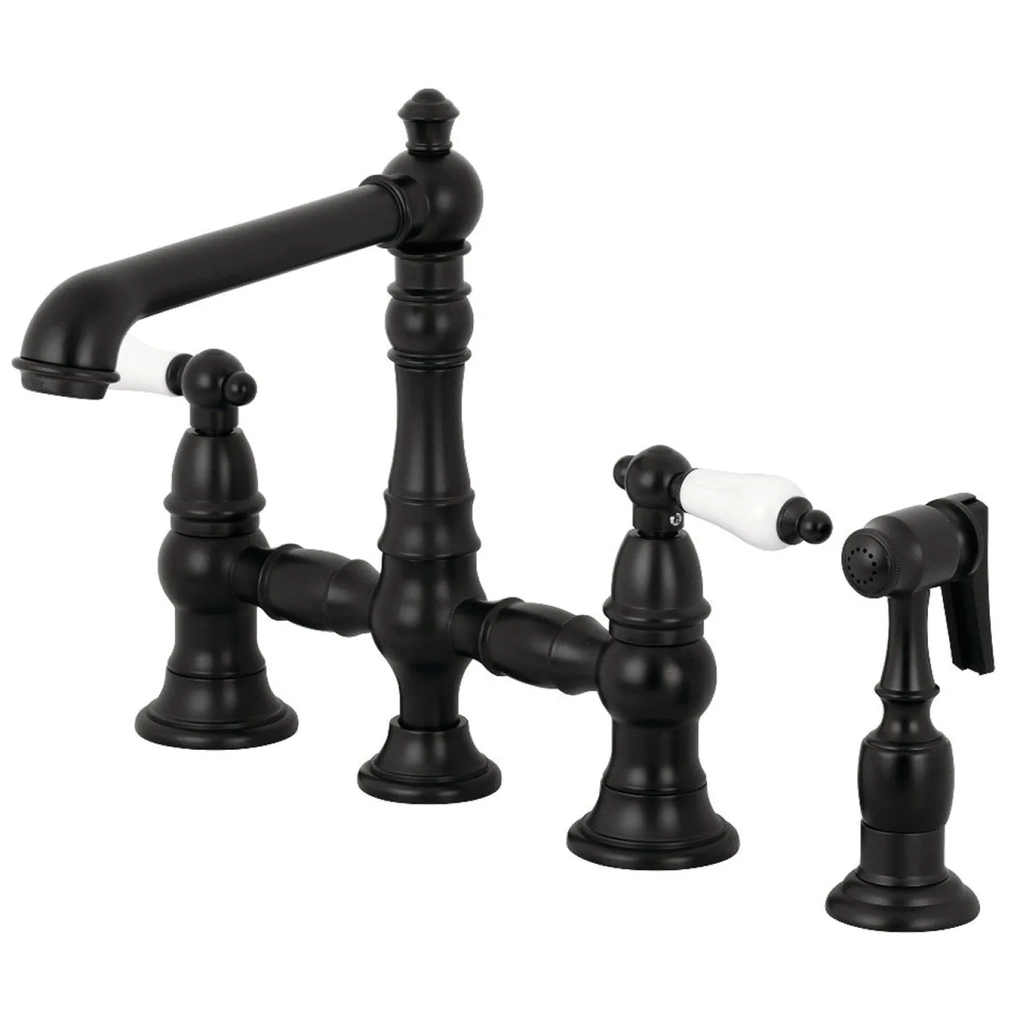 Kingston Brass English Country 4-Hole 8" Bridge Kitchen Faucet with Sprayer