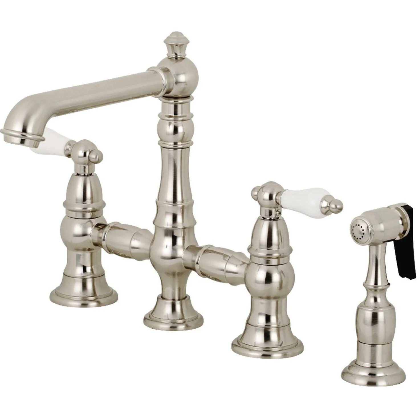 Kingston Brass English Country 4-Hole 8" Bridge Kitchen Faucet with Sprayer