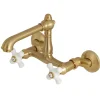 Kingston Brass English Country 2-Hole 6-Inch Adjustable Center Wall Mount Kitchen Faucet