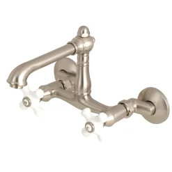 Kingston Brass English Country 2-Hole 6-Inch Adjustable Center Wall Mount Kitchen Faucet
