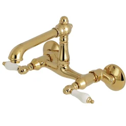 Kingston Brass English Country 6-Inch Adjustable Center Wall Mount 2-Hole Kitchen Faucet