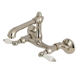 Kingston Brass English Country 6-Inch Adjustable Center Wall Mount 2-Hole Kitchen Faucet