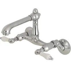 Kingston Brass English Country 6-Inch Adjustable Center Wall Mount 2-Hole Kitchen Faucet