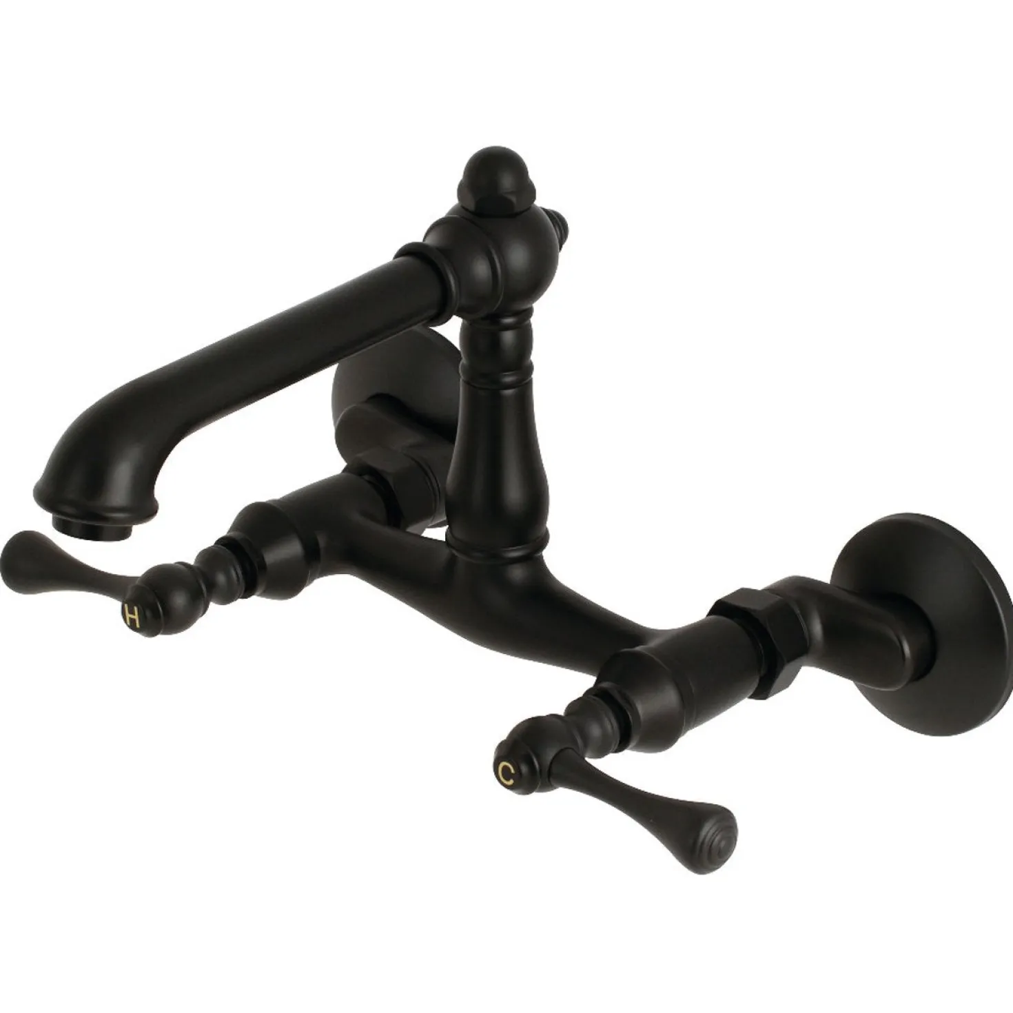 Kingston Brass English Country Wall Mount 6-Inch Adjustable Center Kitchen Faucet