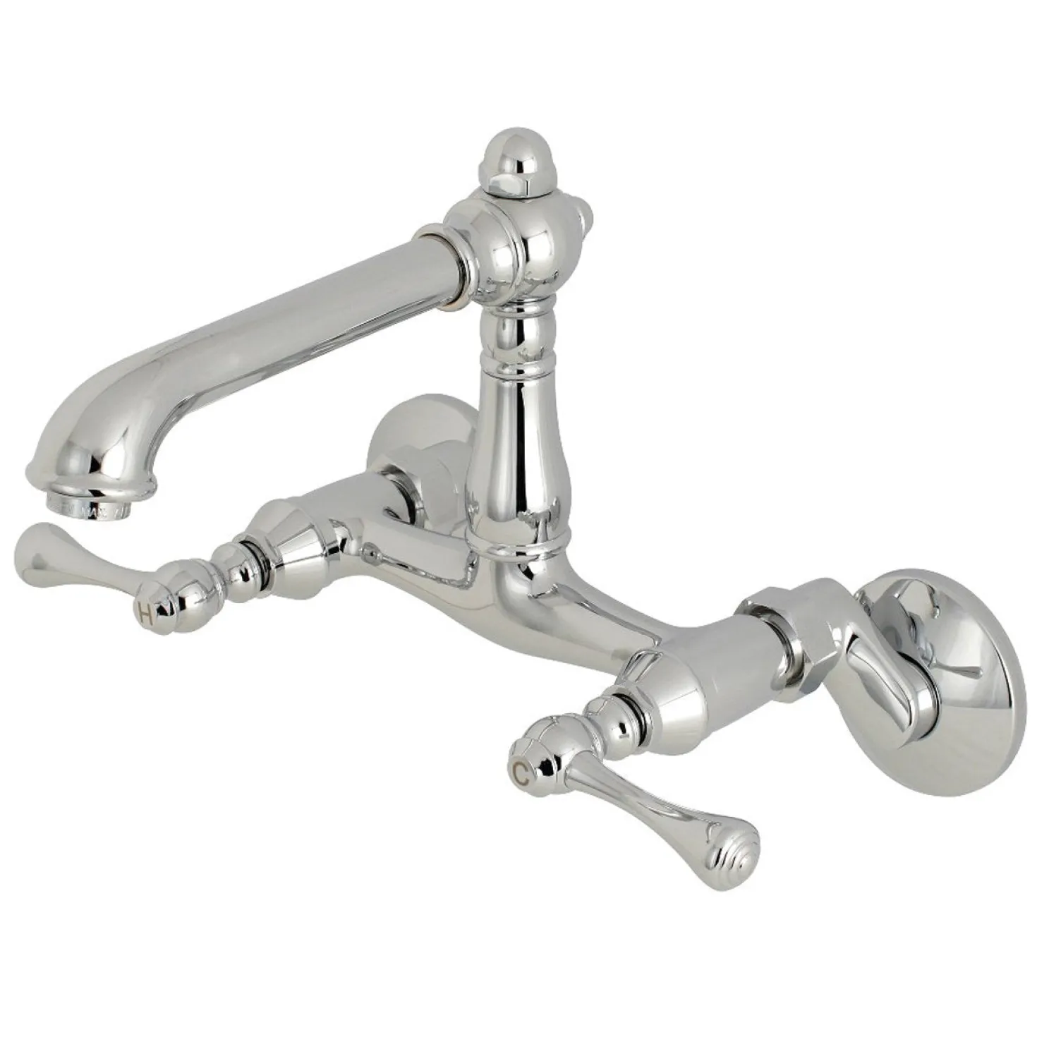 Kingston Brass English Country Wall Mount 6-Inch Adjustable Center Kitchen Faucet