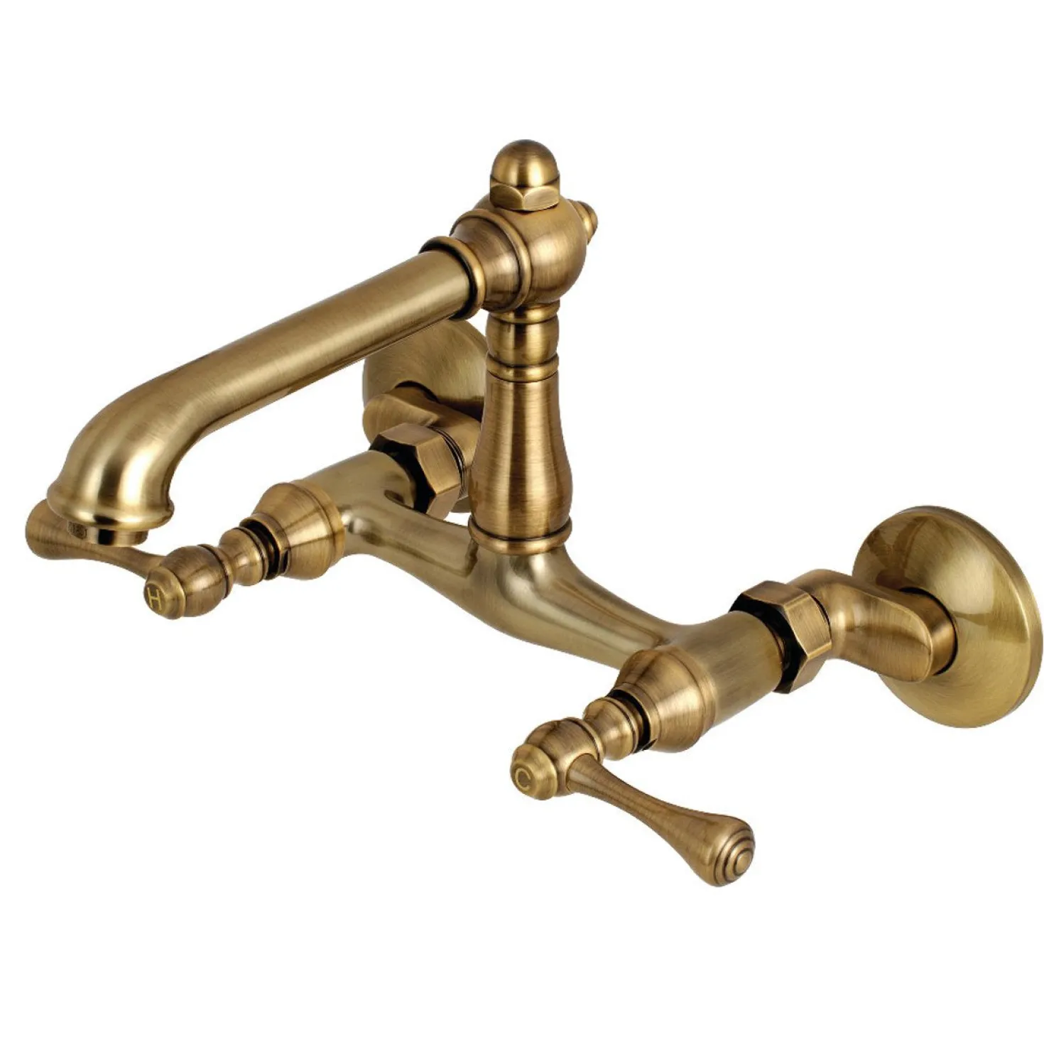 Kingston Brass English Country Wall Mount 6-Inch Adjustable Center Kitchen Faucet
