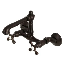Kingston Brass English Country 6-Inch Adjustable Center Wall Mount Kitchen Faucet