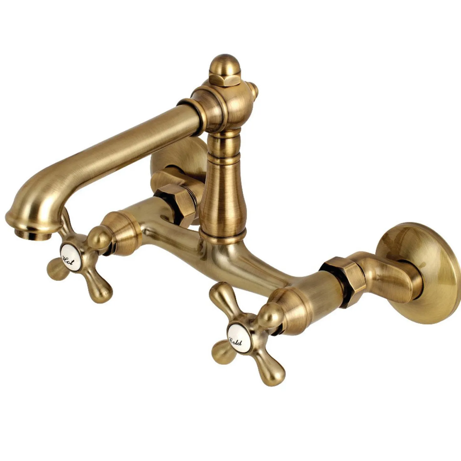 Kingston Brass English Country 6-Inch Adjustable Center Wall Mount Kitchen Faucet
