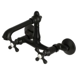 Kingston Brass English Country 6-Inch Adjustable Center Wall Mount Kitchen Faucet