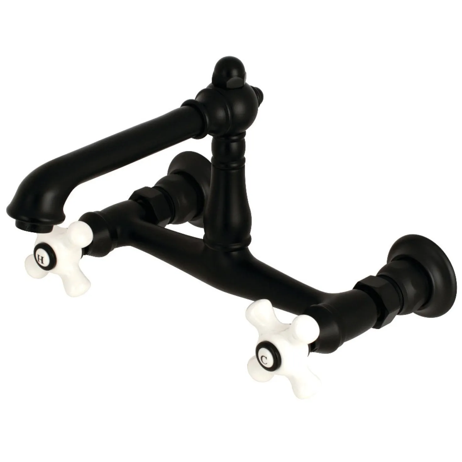 Kingston Brass English Country 8" Centers Wall Mount Bathroom Faucet