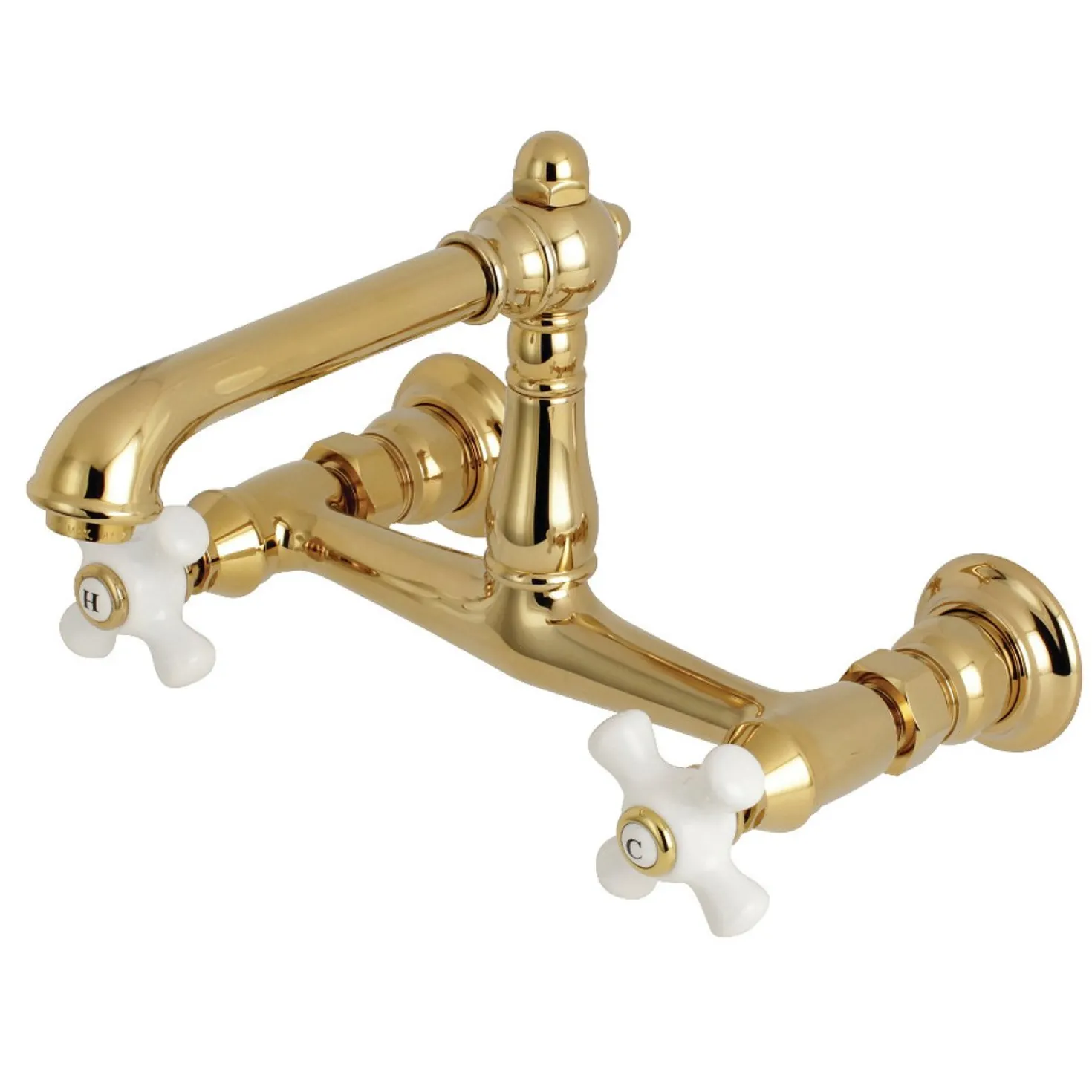 Kingston Brass English Country 8" Centers Wall Mount Bathroom Faucet