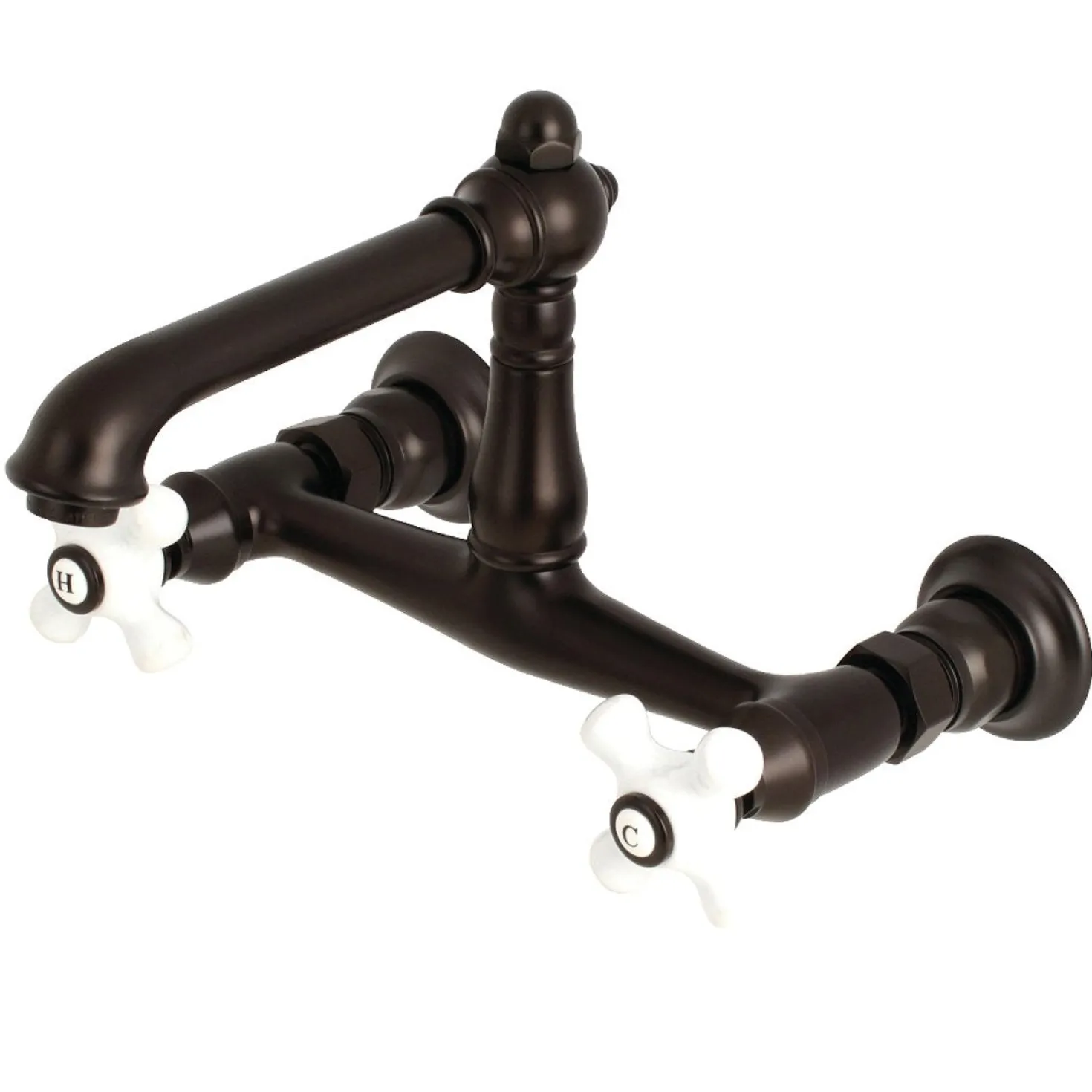 Kingston Brass English Country 8" Centers Wall Mount Bathroom Faucet
