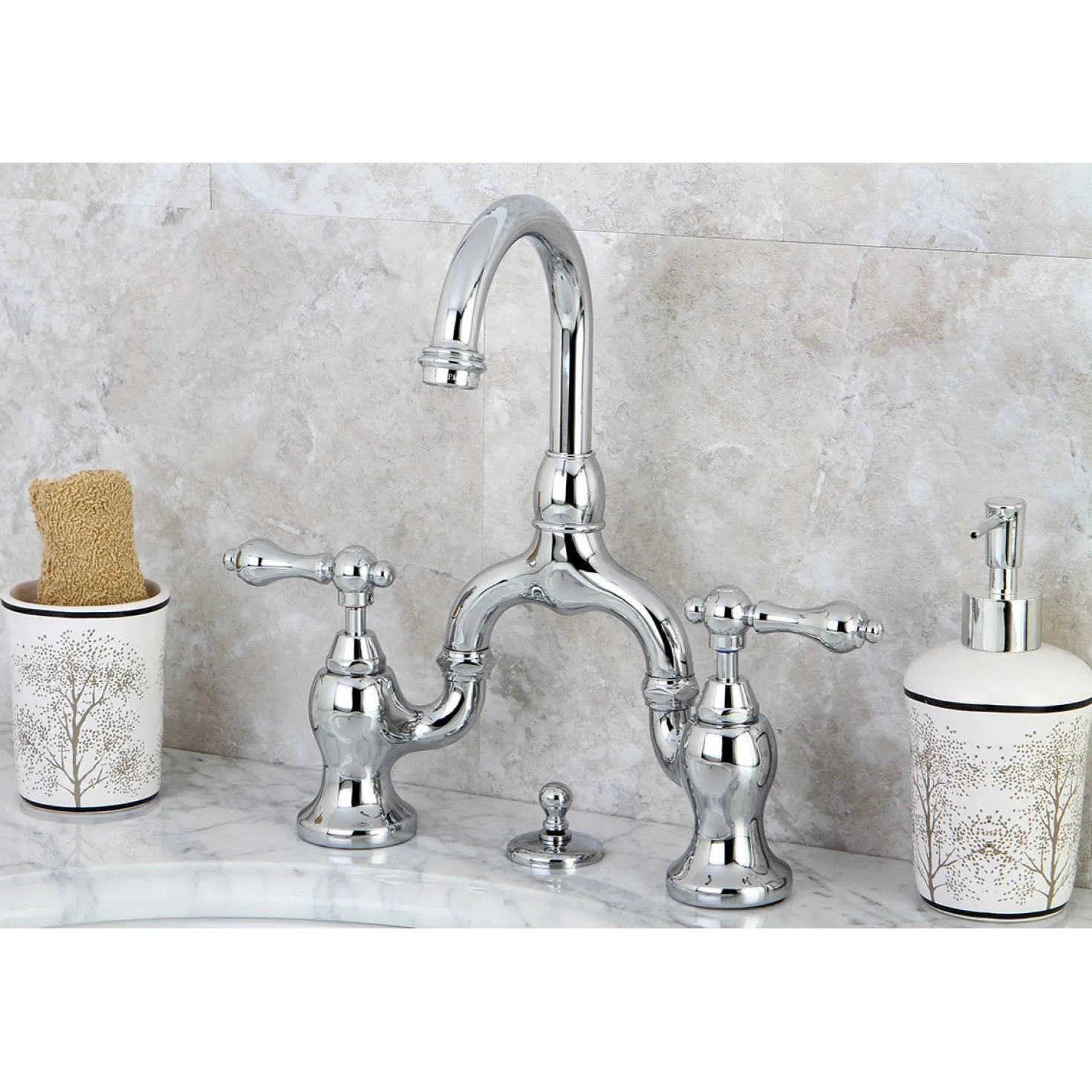 Kingston Brass English Country 3-Hole Bathroom Bridge Faucet