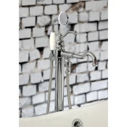 Kingston Brass English Country Single-Handle Freestanding Roman Tub Filler with Hand Shower