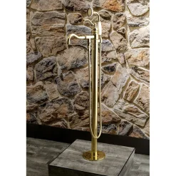 Kingston Brass English Country Single-Handle Freestanding Roman Tub Filler with Hand Shower