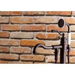 Kingston Brass English Country Single-Handle Freestanding Roman Tub Filler with Hand Shower
