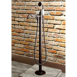 Kingston Brass English Country Single-Handle Freestanding Roman Tub Filler with Hand Shower