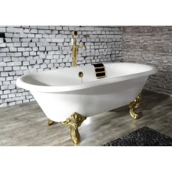 Kingston Brass English Country Single-Handle Freestanding Roman Tub Filler with Hand Shower