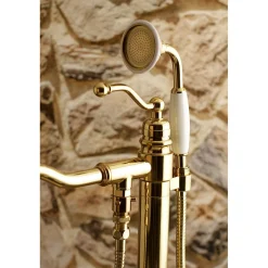 Kingston Brass English Country Single-Handle Freestanding Roman Tub Filler with Hand Shower