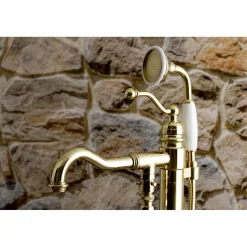 Kingston Brass English Country Single-Handle Freestanding Roman Tub Filler with Hand Shower