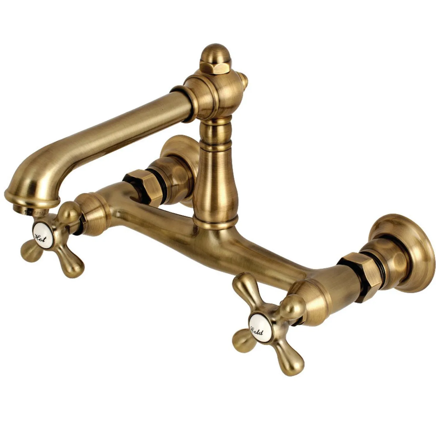 Kingston Brass English Country 8-Inch Center Wall Mount Bathroom Faucet