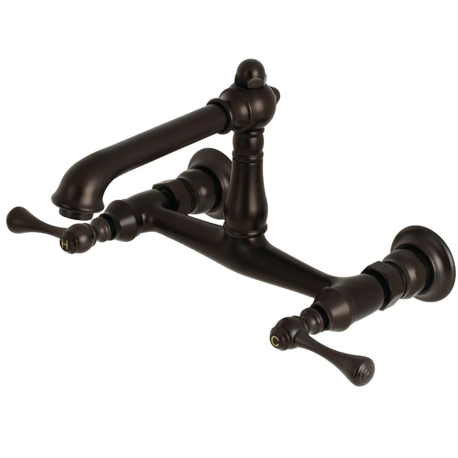 Kingston Brass English Country Wall Mount 2-Hole Bathroom Faucet