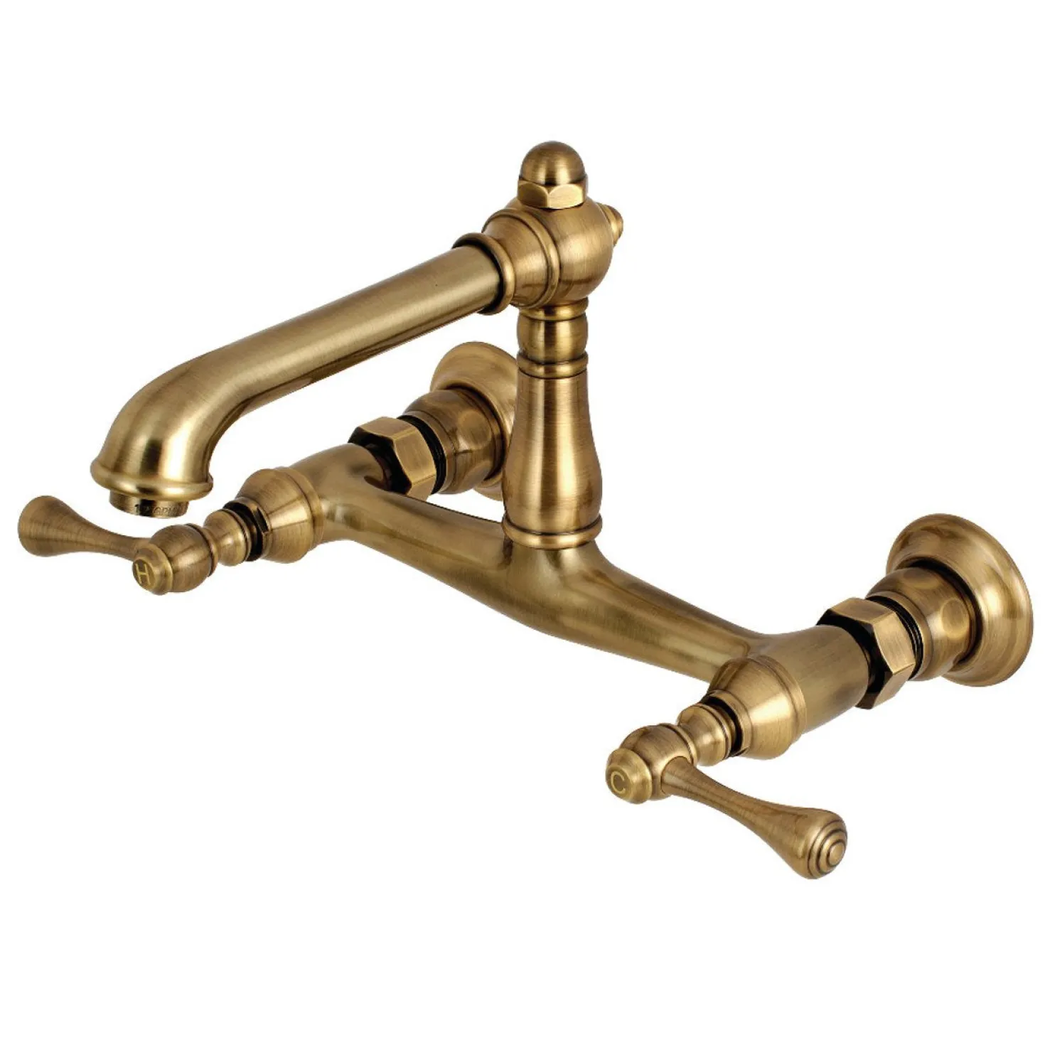 Kingston Brass English Country Wall Mount 2-Hole Bathroom Faucet